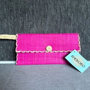 Brand New, Shebobo Pink Straw Clutch/Wristlet